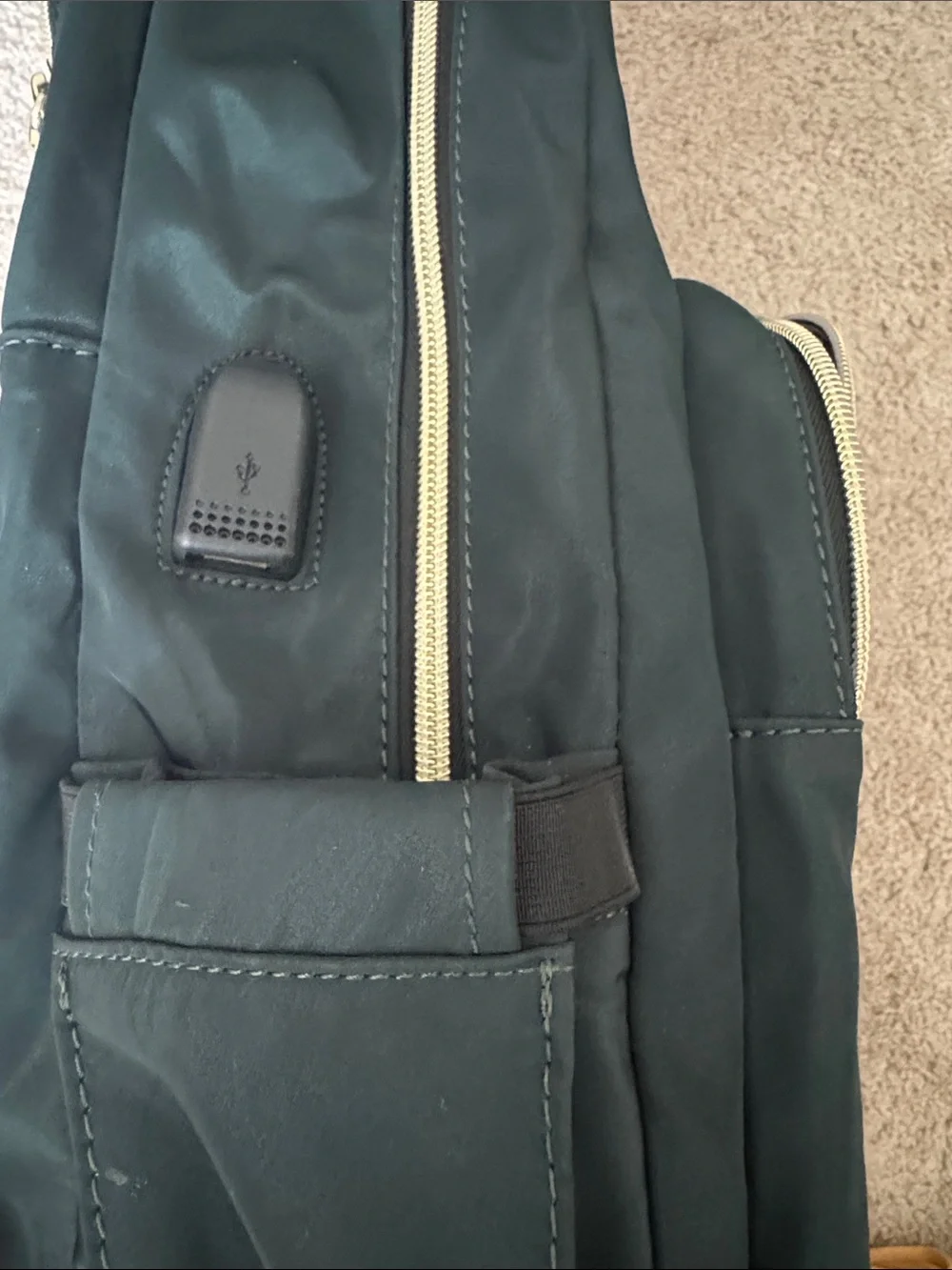 Dark Green Quilted work backpack